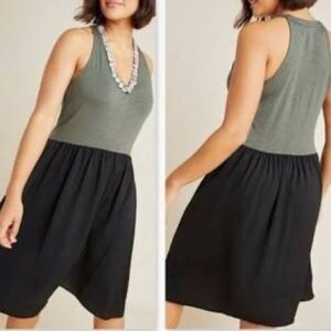 Dolan Anthropologie Colorblock Knit Dress Green Black XL EUC